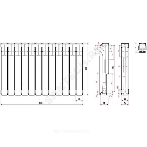 Радиатор алюм Classic S500F2 500 12 секц 1644Вт Ogint