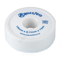 Лента ФУМ PTFE катушка 19ммх0,1ммх15м вода 6020 Aquasfera 6020-03 Лента ФУМ PTFE катушка 19ммх0,1ммх15м вода 6020 Aquasfera 6020-03