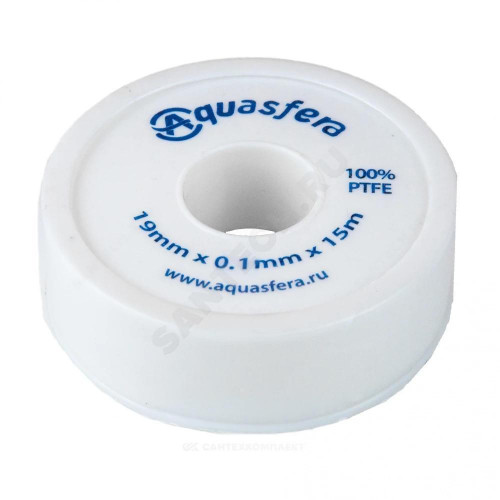 Лента ФУМ PTFE катушка 19ммх0,1ммх15м вода 6020 Aquasfera 6020-03