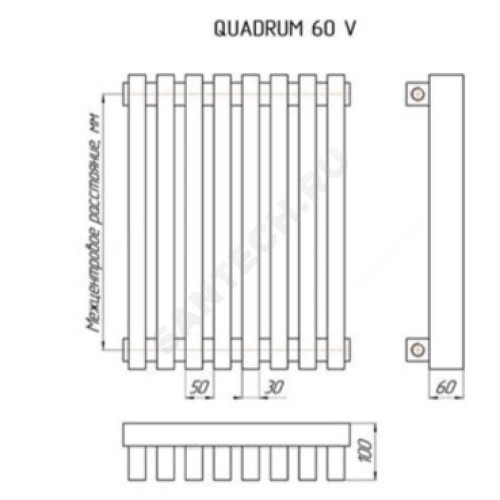 Радиатор трубч QUADRUM 60V 1-1750 10 секц бок/п ВР 1/2