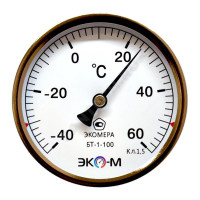 Термометр биметалл БТ-1 -40+60С Дк100 L=60 G1/2 Термометр биметалл БТ-1 -40+60С Дк100 L=60 G1/2