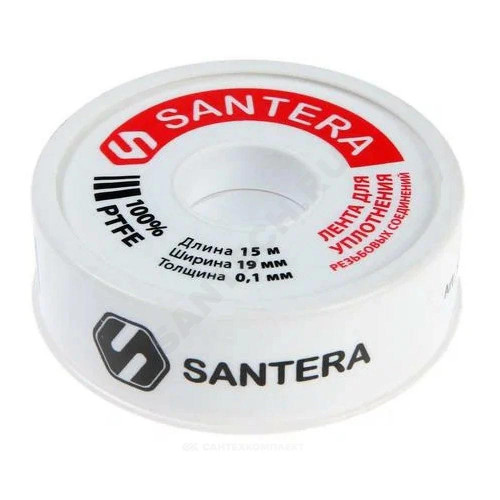 Лента ФУМ PTFE катушка 19ммх15м вода бел Santera 5-0026