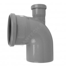 Отвод PP-H с выходом сер б/н Дн110х50х87,5гр фрон-ввер в/к BASE VALFEX 23125150