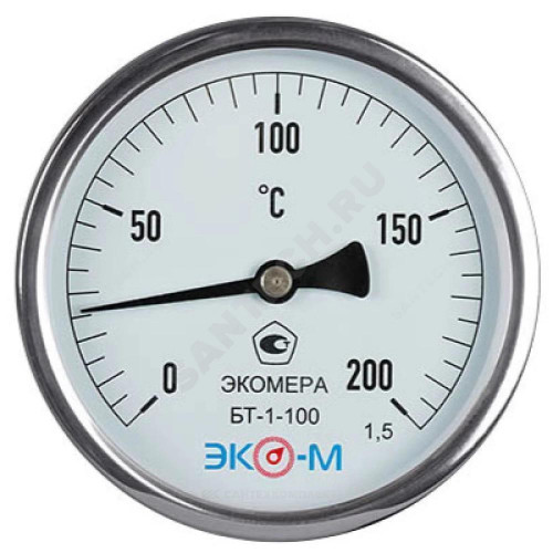 Термометр биметалл БТ-1-100 200С Дк100 L=100 G1/2