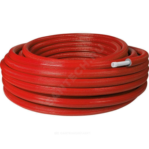 Труба PE-Xa/EVOH изол 6мм крас Дн16х2,2 Ру10 Т95C 100м РОС .