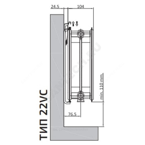 Радиатор панель VC 22 500х1000 2215Вт ниж/п в/к RAL9016 Heaton Plus