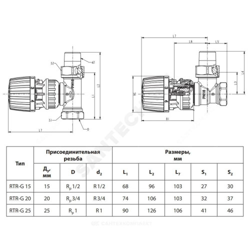 Клапан терм RTR-G Ду15 Ру16 ВР прям однотр Danfoss 013G7024