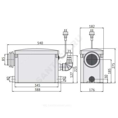 Установка канализационная SANIVORT 405 М(8м) 230В бок Unipump 62916