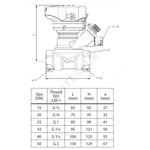 Клапан баланс лат MSV-BD Ду20 Ру20 м/м Kvs6 нип Danfoss 003Z4002