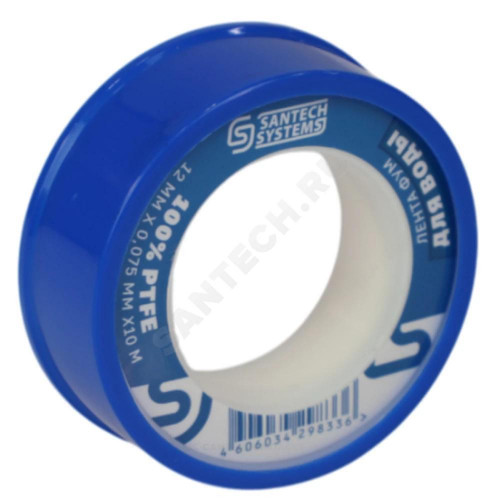 Лента ФУМ PTFE катушка 12ммх0,075ммх10м вода FU10 SantechSystems