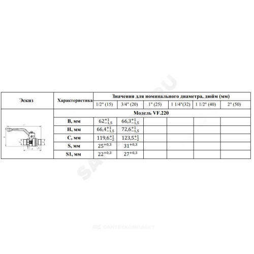 Кран шар лат 11Б27фт1М нк Ду20 Ру40 р/р баб VALFEX VF.219.NB1.034.N/P59
