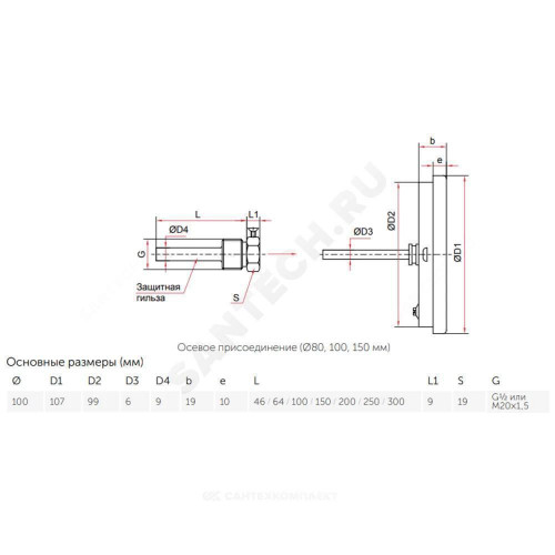 Термометр биметалл БТ-51.211 120С Дк100 L=150 G1/2