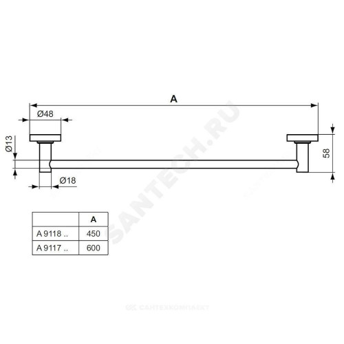 Полотенцедержатель IOM 450мм хром Ideal Standard A9117AA