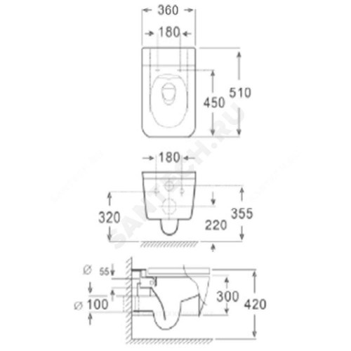 Система инсталл Quadra б/о унитаз+б/кн сид дюр микр Selena/Alcaplast Q001WG/AM101