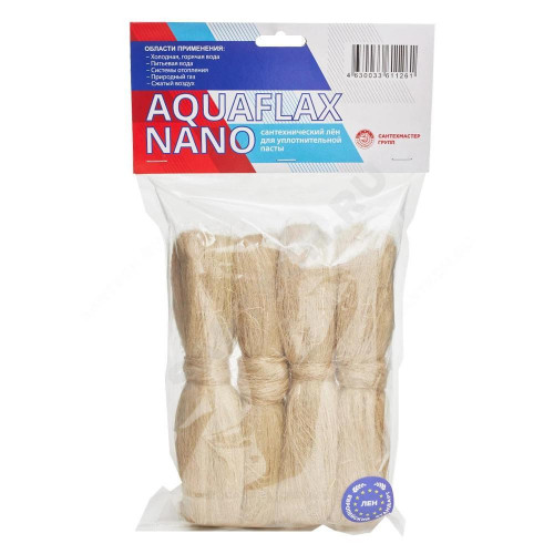 Лен для уплотнения резьбы 200гр п/э пакет AQUAFLAX NANO (ЕВРО) 04126