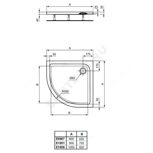 Опора д/душ подд б/п Ideal Standard K712667