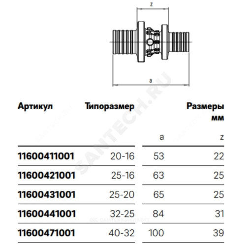 Муфта PE-X PPSU аксиал Дн25х20 перех RAUTITAN PX Rehau 11600431001