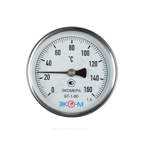 Термометр биметалл БТ-1-80 160С Дк80 L=100 G1/2