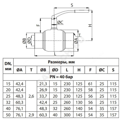 Кран шар ст JIP Premium WW Ду32 Ру40 п/привар Danfoss 065N0115G