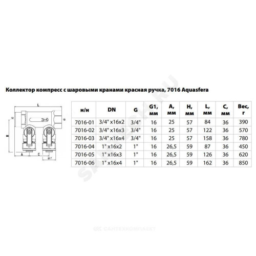 Коллектор лат шар/к красн 3/4