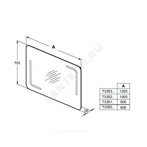 Зеркало MIRROR&LIGHT 80 подсветка нейтрал Ideal Standard T3351BH