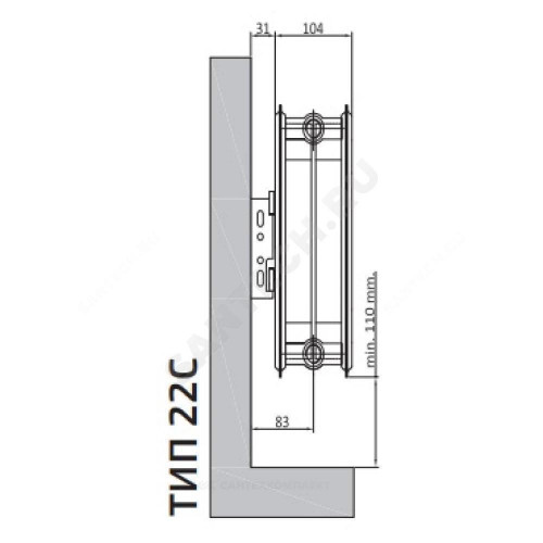 Радиатор панель С 22 300х700 1011Вт бок/п RAL9016 Heaton Plus