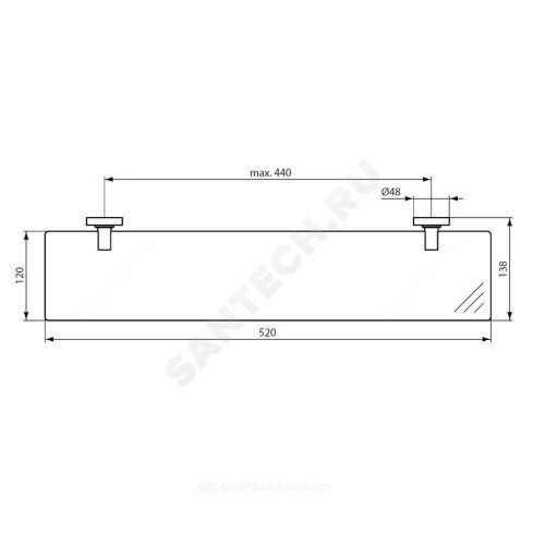 Полка IOM подвесн закаленное стекло хром Ideal Standard A9125AA