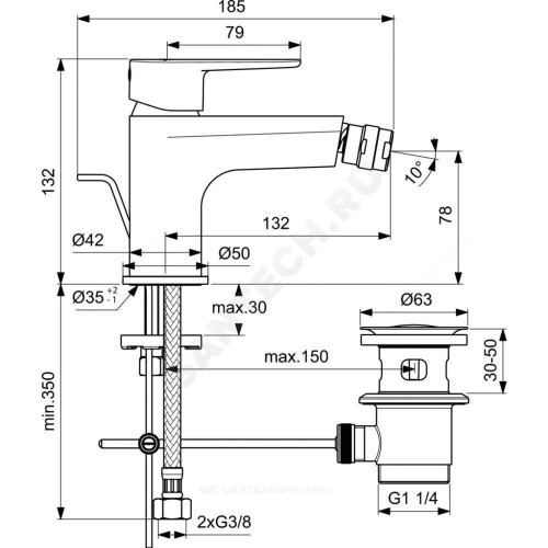 Смес/биде CERAFINE O однор лит/изл дон/кл Ideal Standard BC705XG