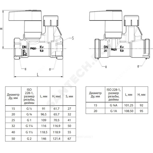 Компл клап лат MVT/MSV-S Ду25 Ру20 м/м Kvs9.5 Danfoss 003Z4153