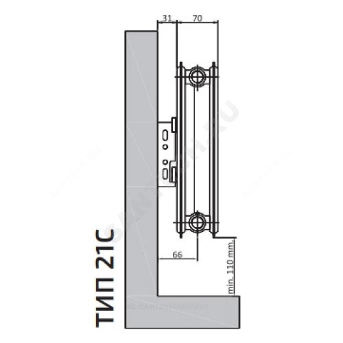 Радиатор панель С 21 400х500 721Вт бок/п RAL9016 Heaton Plus