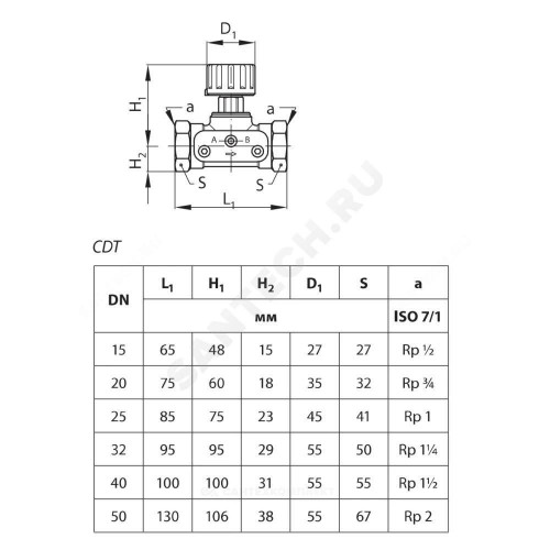 Компл клап авт лат APT+CDT Ду15 Ру16 м/м 5-25кПа Kvs1.6 Danfoss 003Z5661